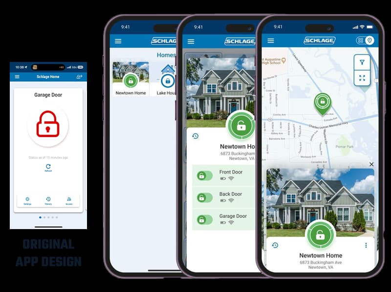 Schlage Home Redesign app interface